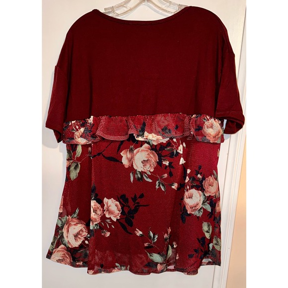 Entro Mesh Ruffled Top with Floral Print ~ S - Picture 2 of 2